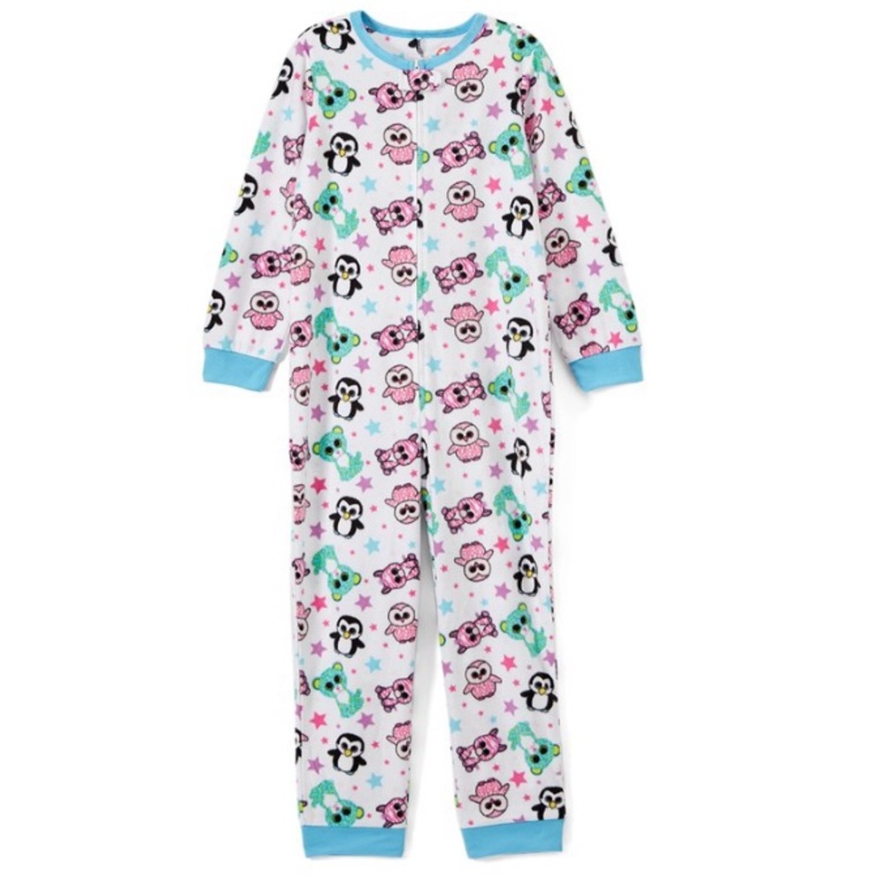 Blue & Pink Beanie Microfleece One Piece Pajamas